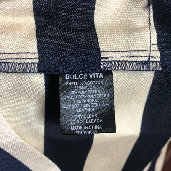 DOLCE VITA navy & gold striped nautical dress Sz XS - Picture 7 of 10